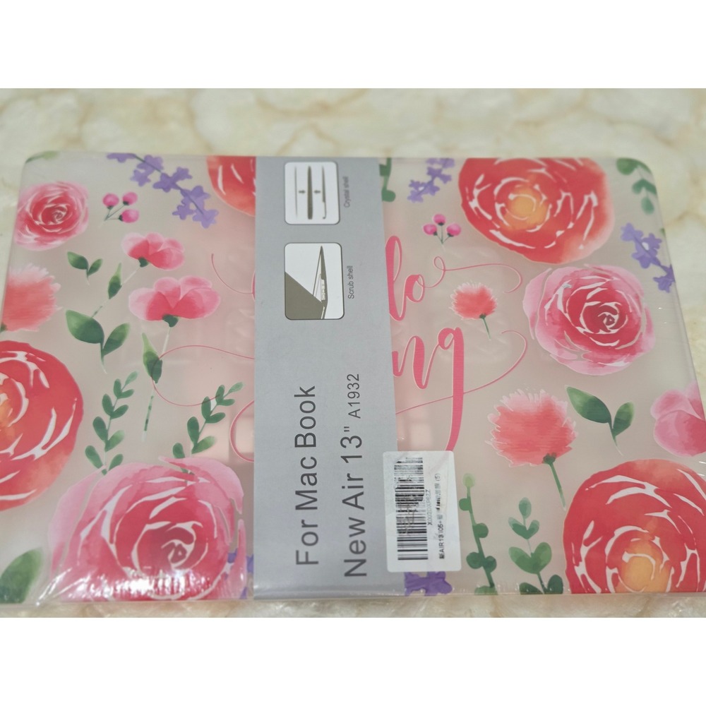 Floral MacBook Air 13 Case A1932 Pink Rose Hard Shell Cover Keyboard Skin Bundle